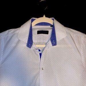 ANDREW FEZZA (Slim Fit), M 15-15 1/2 | 32/33, White and Sky blue
